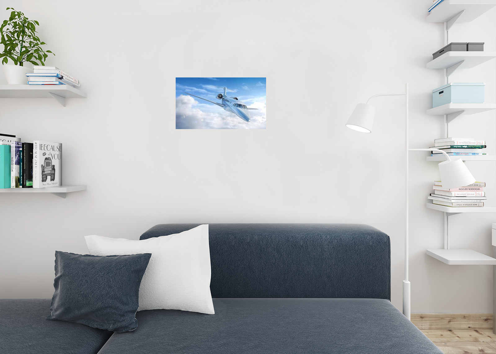 Private Jet Airplane in the Clouds Photo Photograph Art Print Poster 12×18