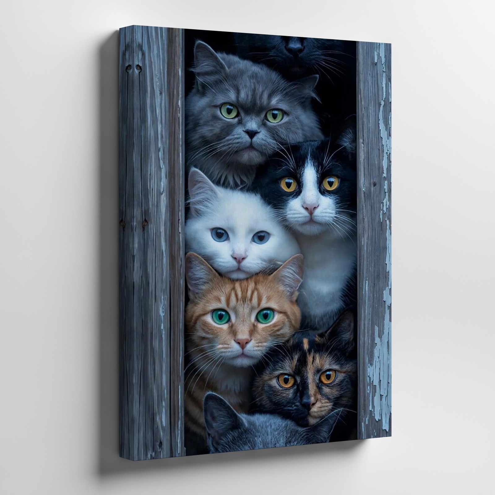 Stacked Cats Wall Art Canvas Print Multi Cat Portrait Animal Decor Home Painting
