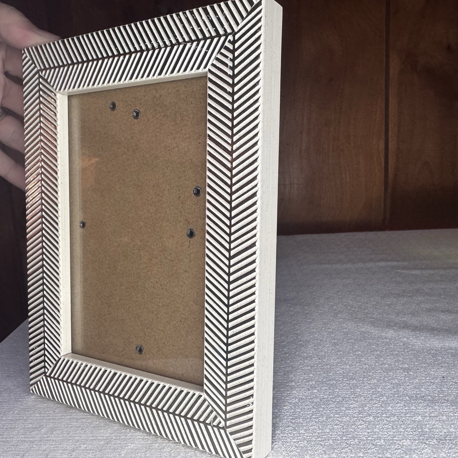 Silver Herringbone 5×7 Picture Frame Chevron Textured Tabletop Frame
