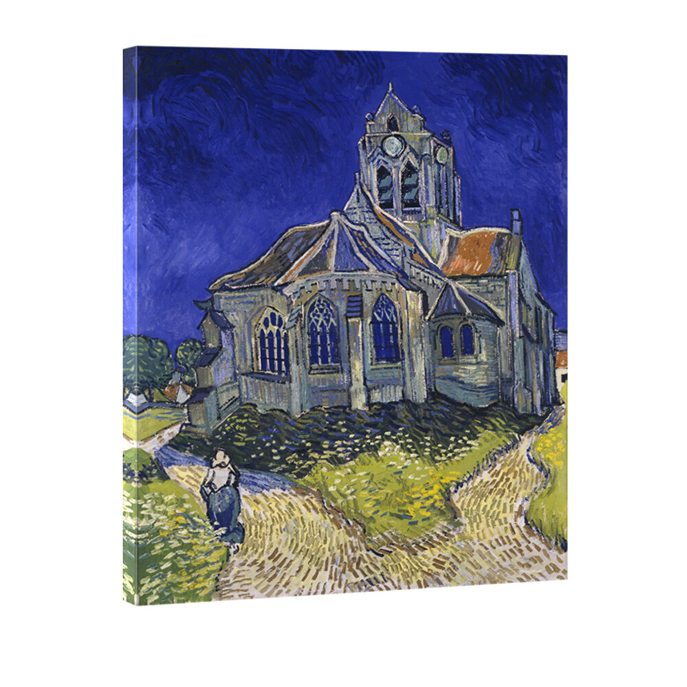 Canvas Print Van Gogh Painting Repro Picture Wall Art Home Decor Church at Auver