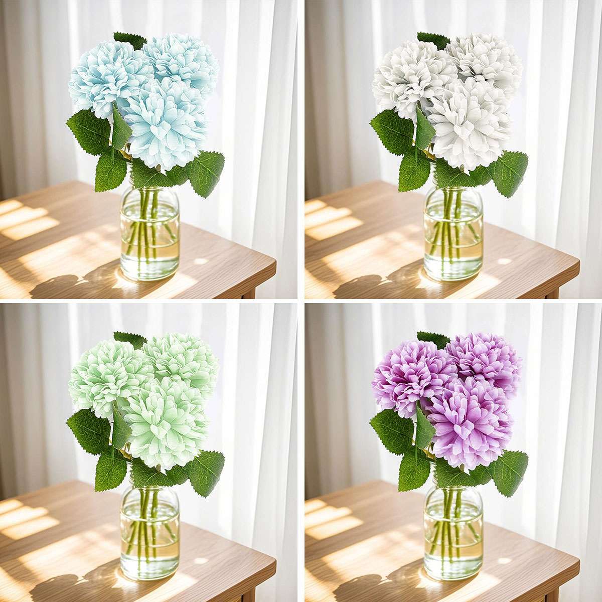 1/4pcs Artificial Chrysanthemums Ball Fake Flowers Plant Home Garden Decor