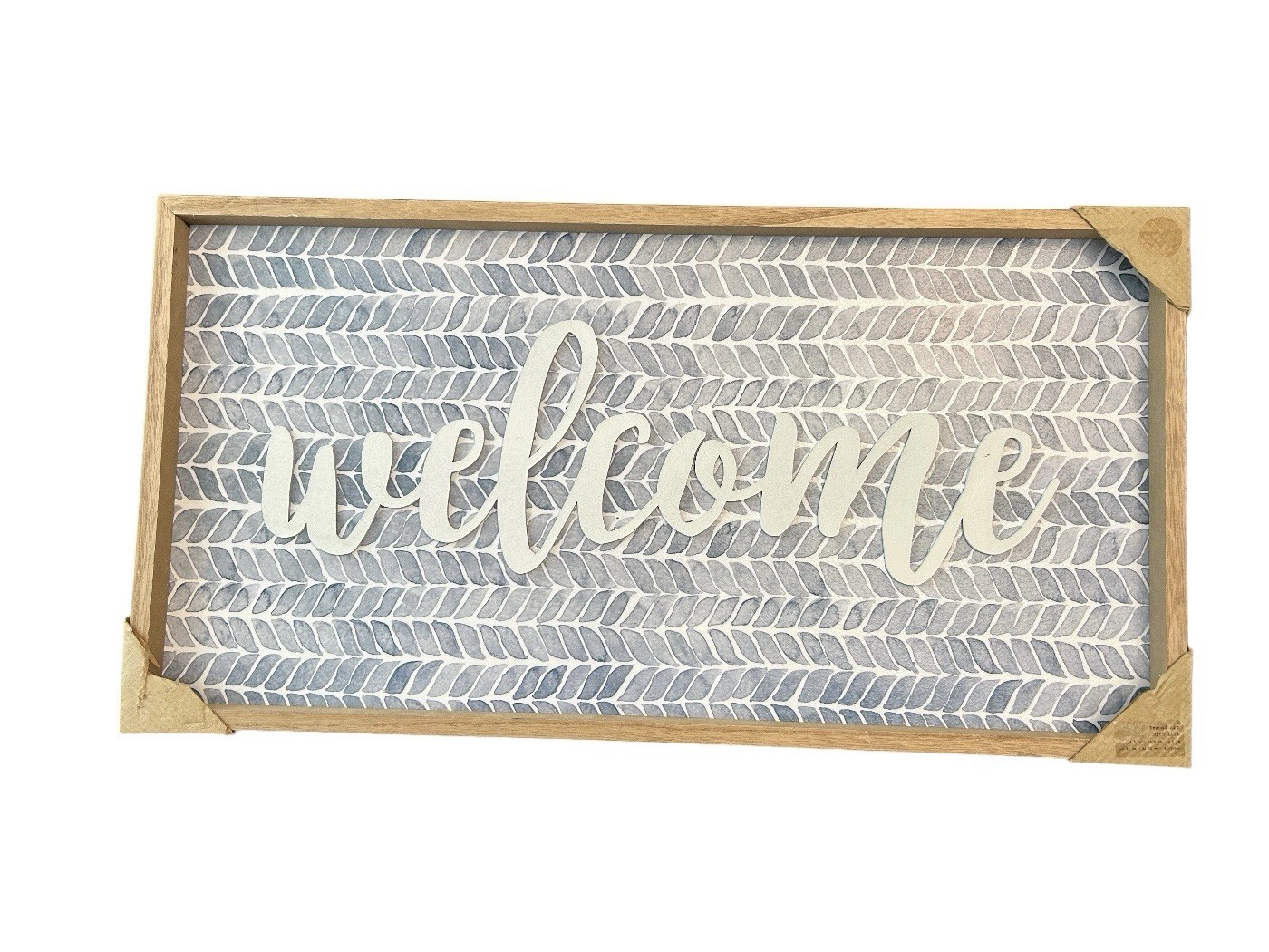 Wooden “Welcome” Hanging Home Decor 25” Country Cottage Farmhouse Blue & White