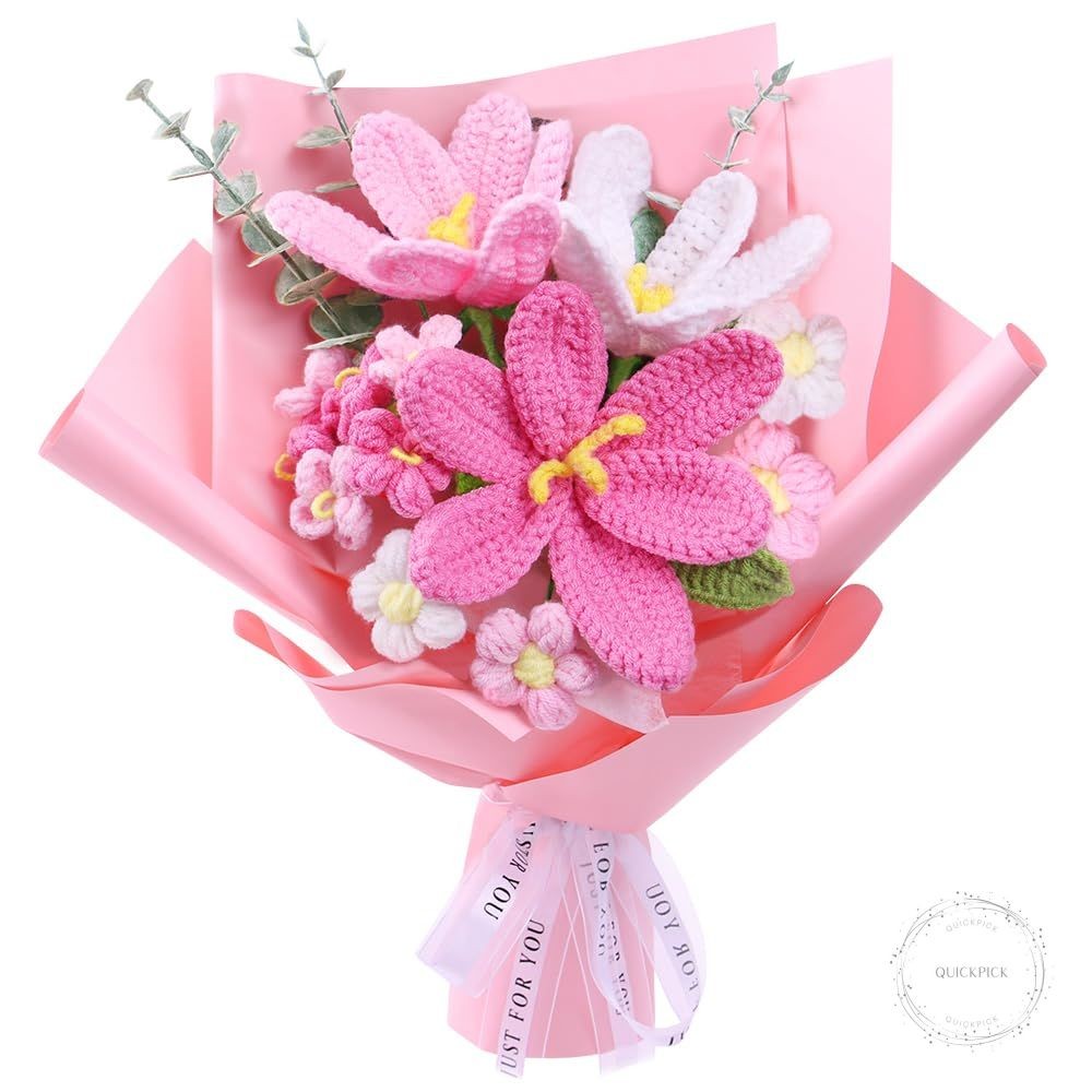 Crochet Flower Bouquet: Crochet Tulips Bouquet Handmade Knitted Flowers with