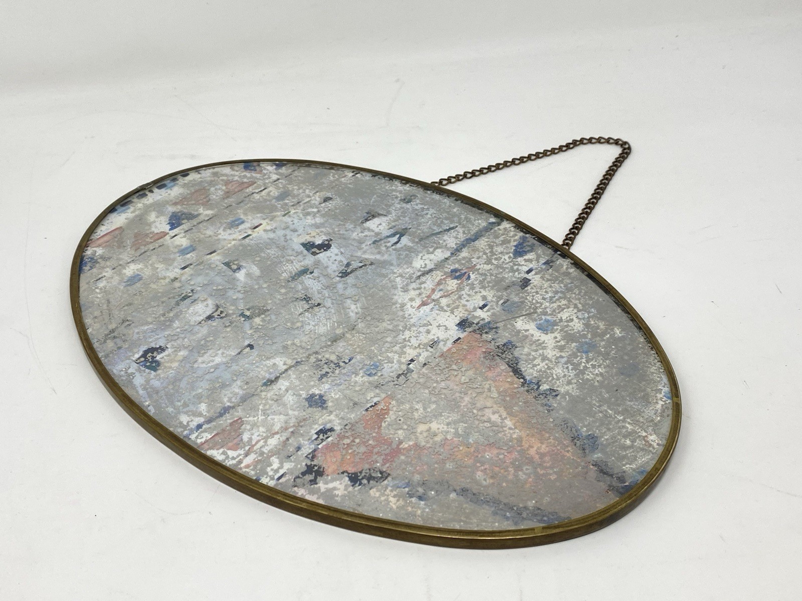 Anthropologie Boho Prisma Oval MIRROR Mirrored Chained Wall Decor Plasma VGC