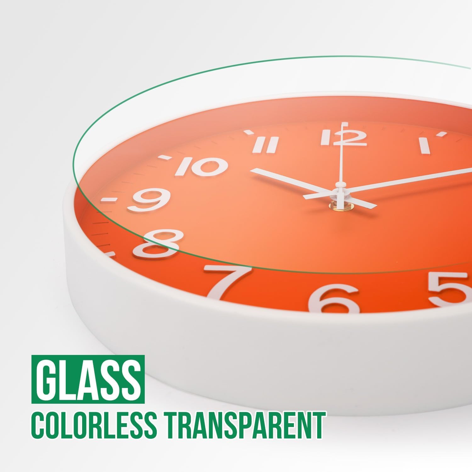 Wall Clock 12 Inch Orange Modern Simple Quartz Decorative Clock Non-Ticking Sile