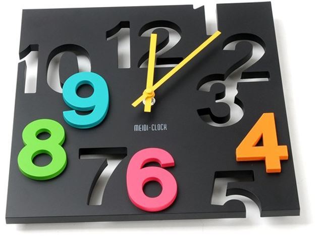 Colorful Modern Contemporary Wall Desk Clock with Hollowed-Out Numbers 3 Colors