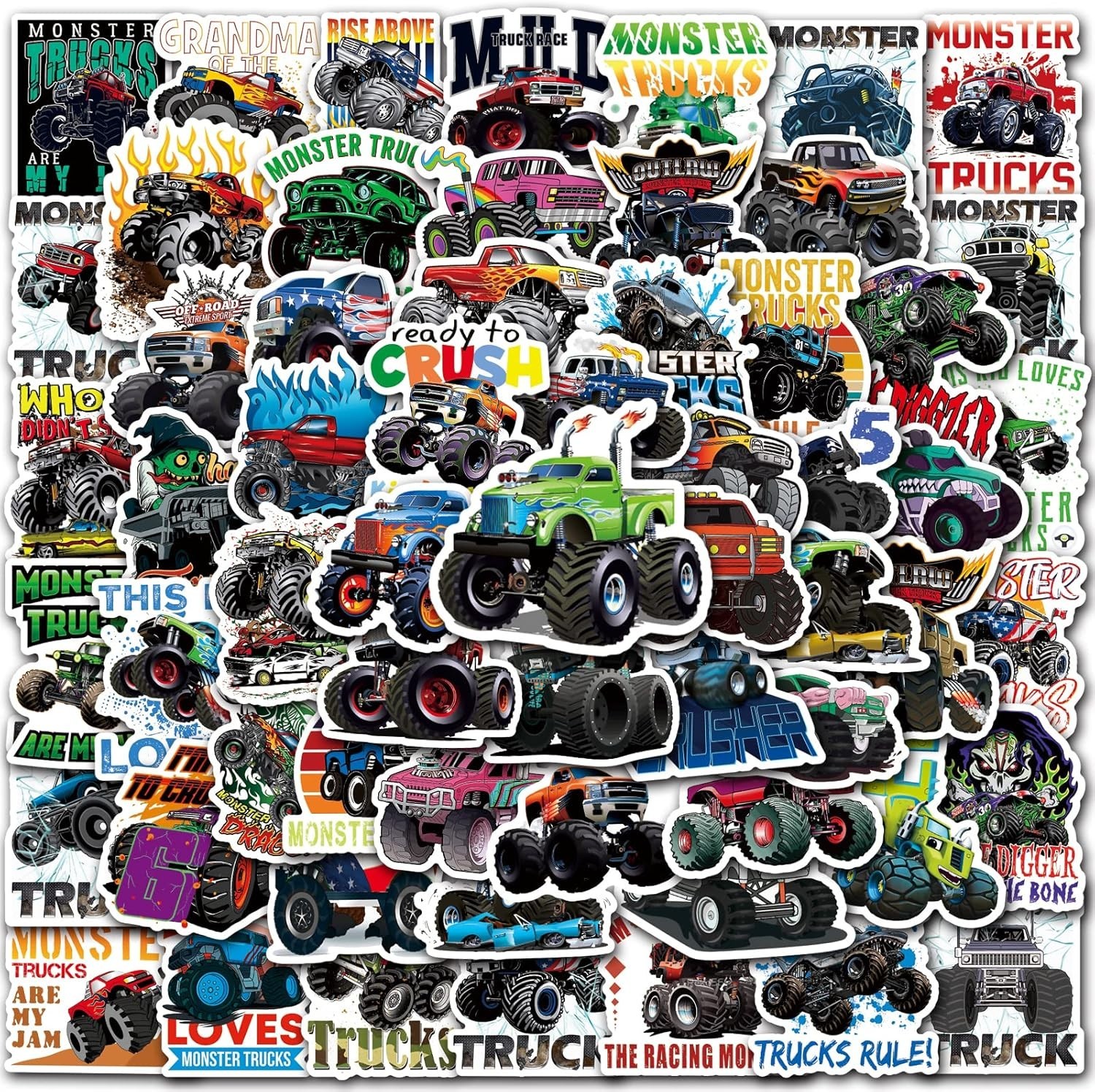 100PCS Monster Truck Stickers Truck Car Stickers for Kids Truck Stickers Water