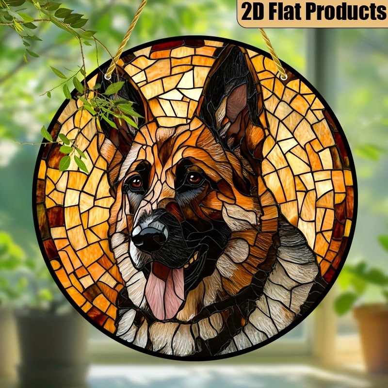 German Shepherd Mosaic Acrylic Suncatcher Dog Lover Window Hanging Decoration
