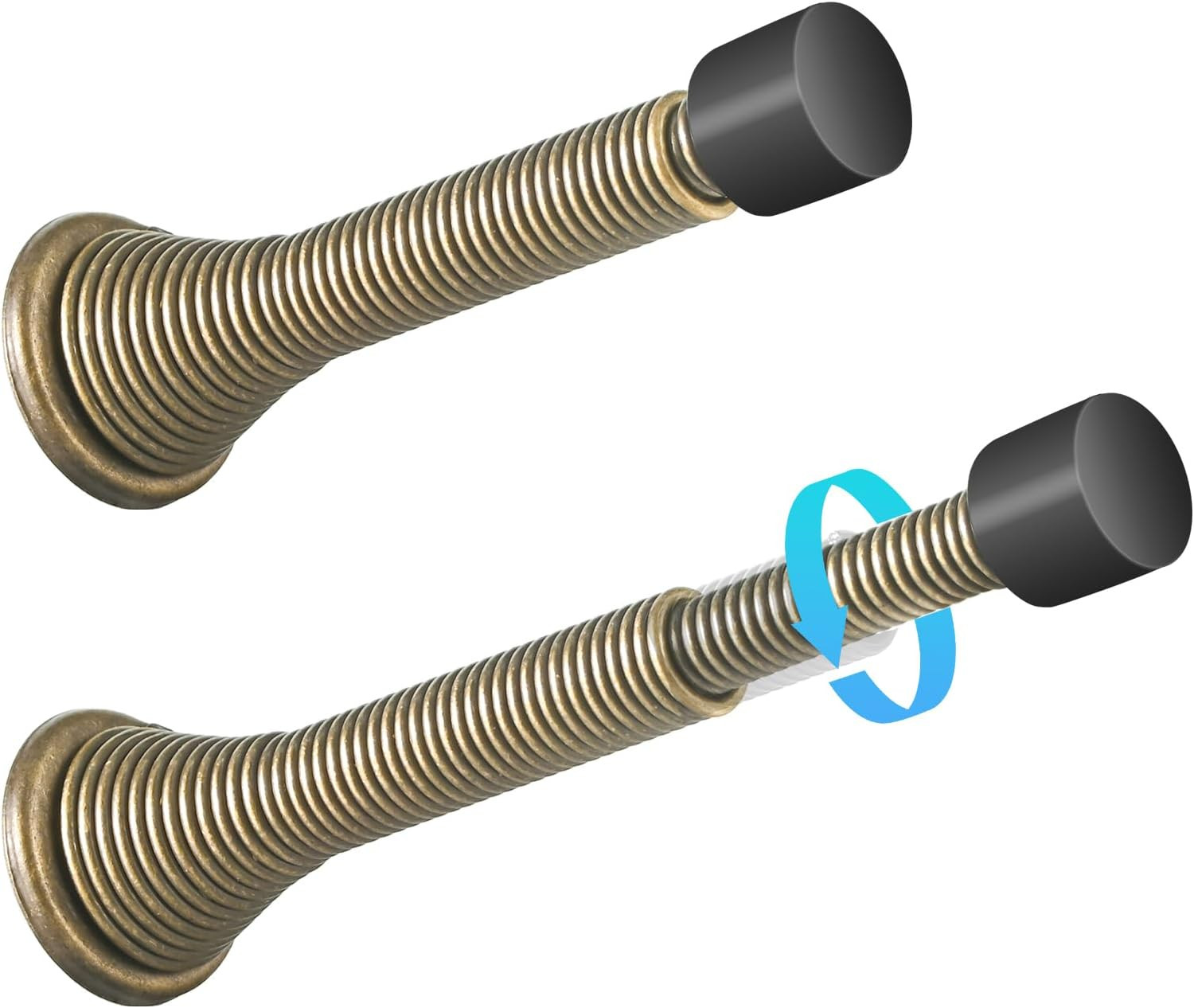 2 Pack Telescoping Spring Door Stoppers, Extended from 3-1/8 to 4-1/4 Inches Wal