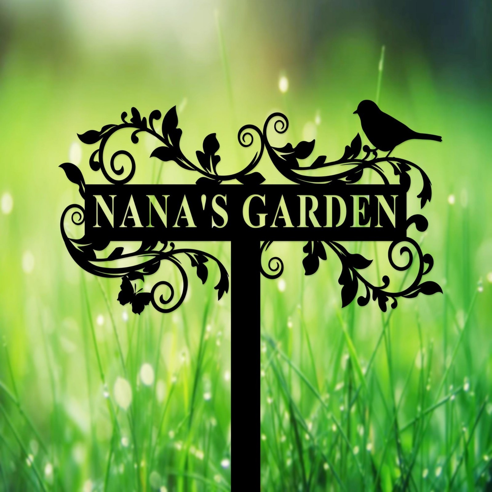 Custom Garden Metal Sign with Stake, Personalized Flower Yard Decor
