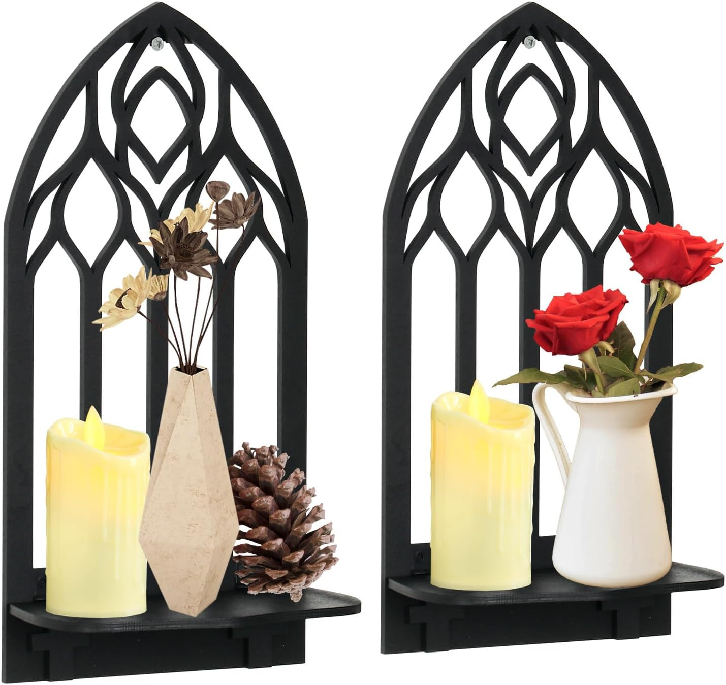 2 Pcs Gothic Sconces Wall Decor Black Goth Decor Arched Church Wall Gothic Decor