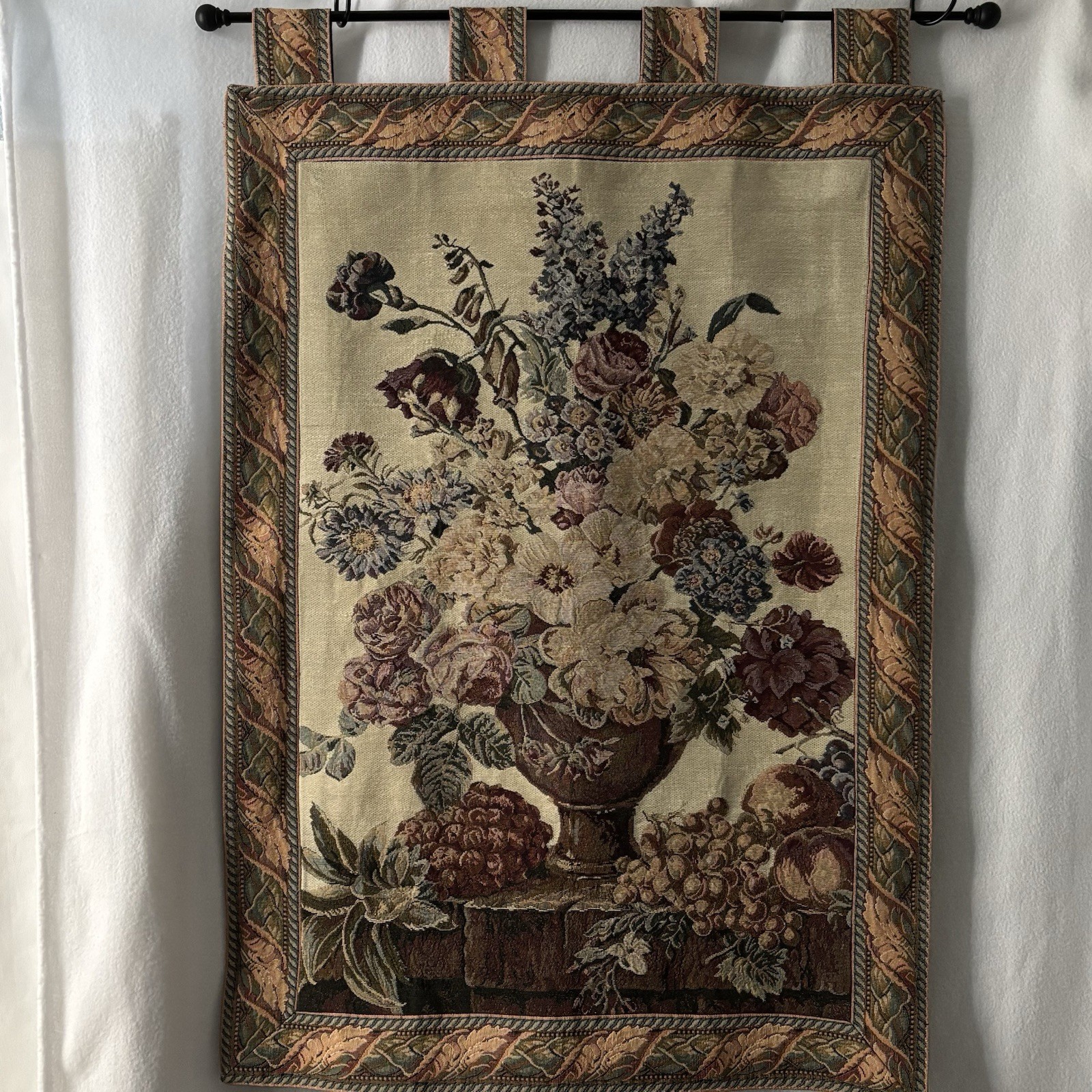 Wall Tapestry Traditional Style 41”Lx29”W Plus 3”tab (44”L Total) Floral Dedign