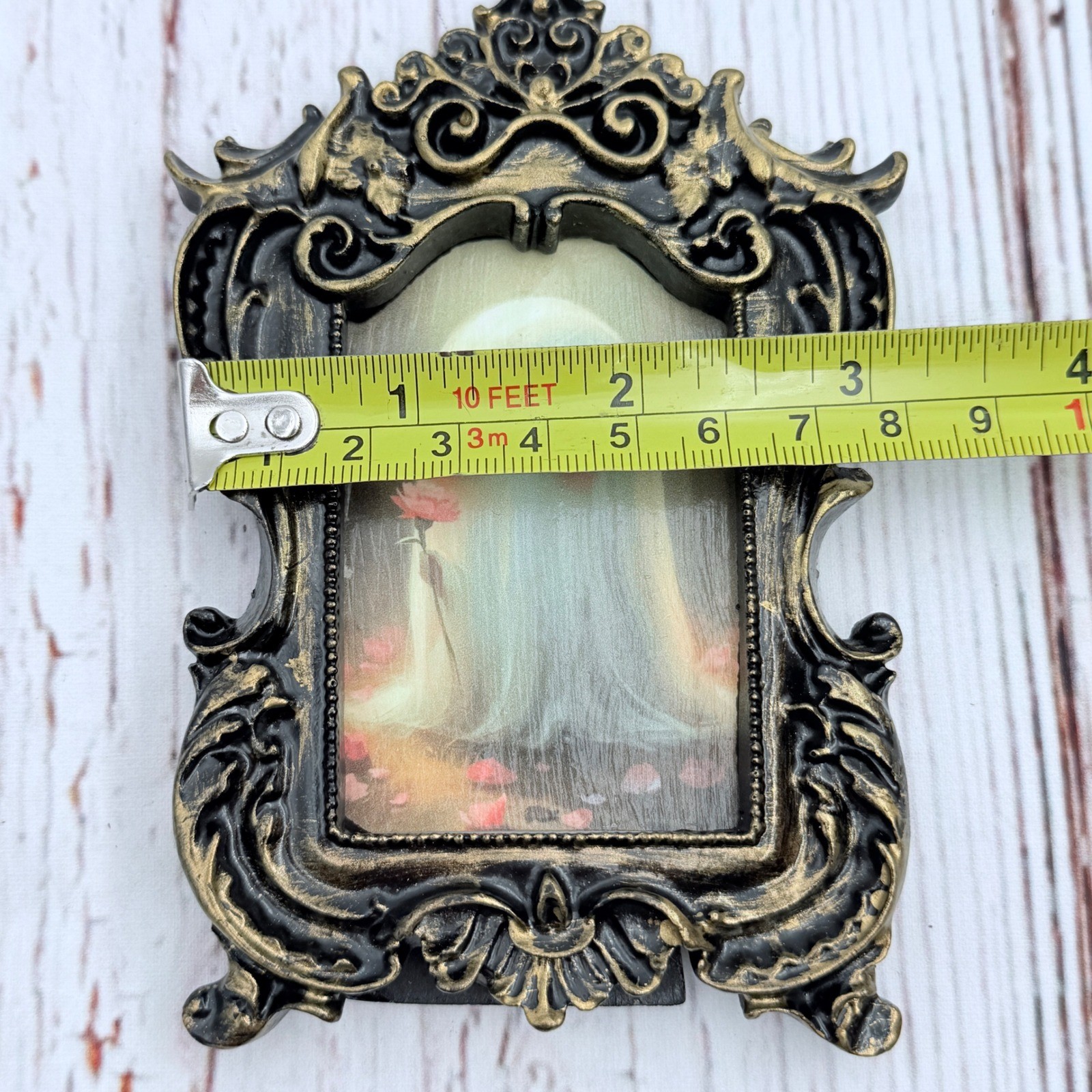 Original Ghost Art in Ornate Gold and Black Baroque Frame 4.75″ x 3.25″