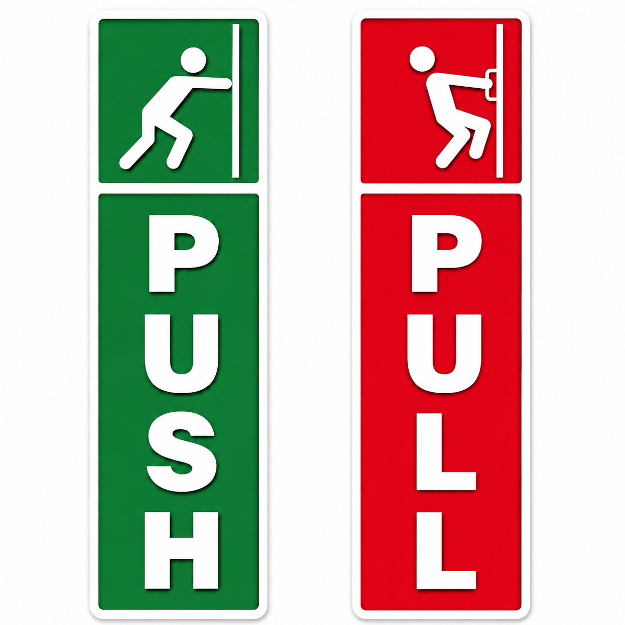 Push Pull Door Stickers 5×2 Inch Set – Clear Office Shop Glass Door Signs Decals