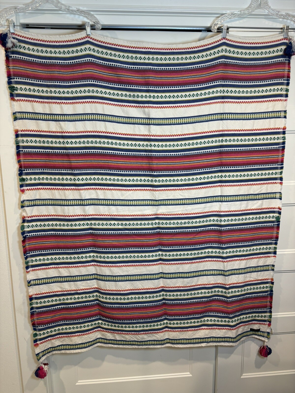 Pendleton Fringed Woven Throw Blanket Soft Cotton 48×58 Multicolor Striped