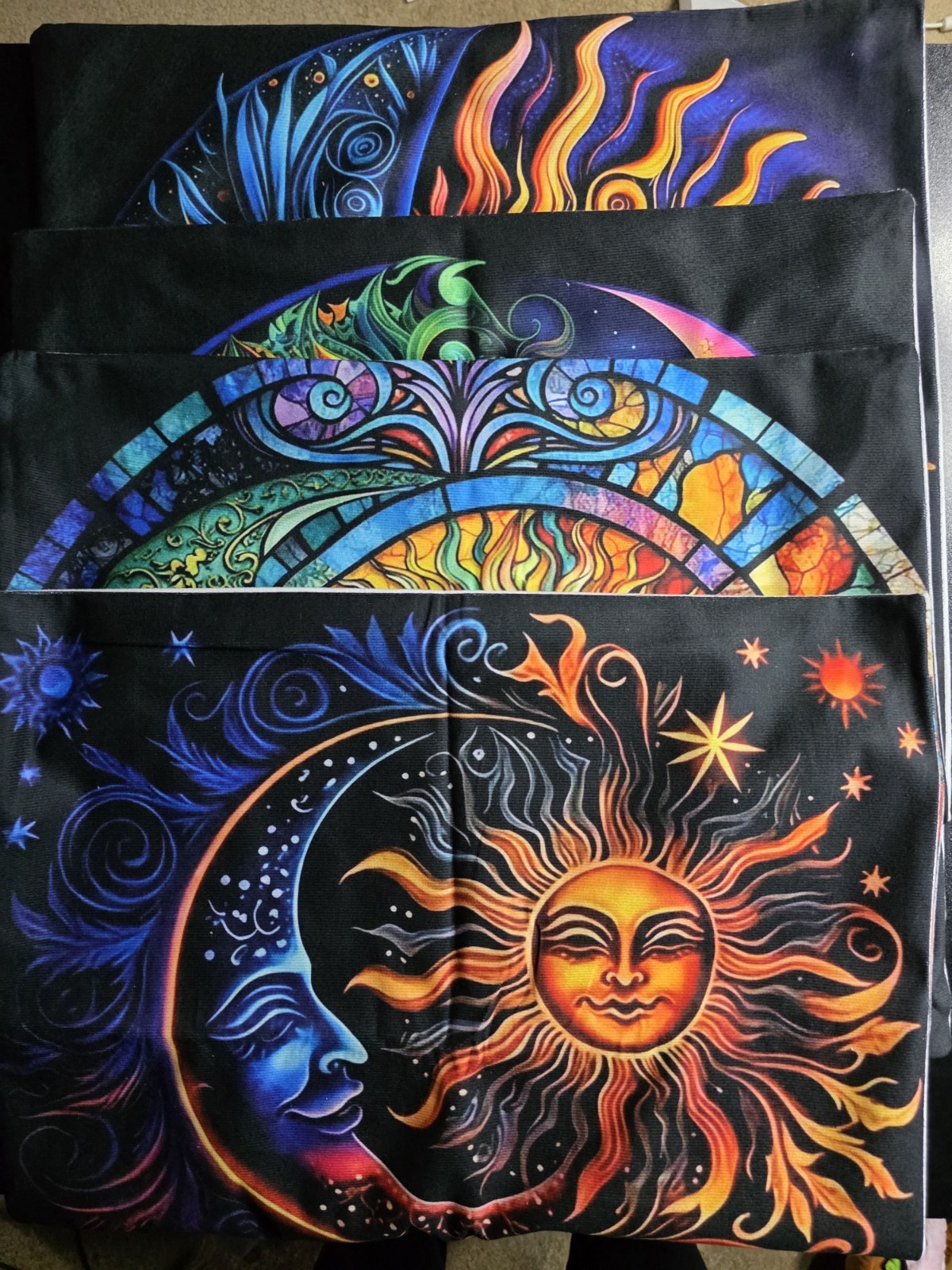 Sun & Moon Multicolor Bohemian Mystical Couch Pillow Cover 4pc Set 18×18