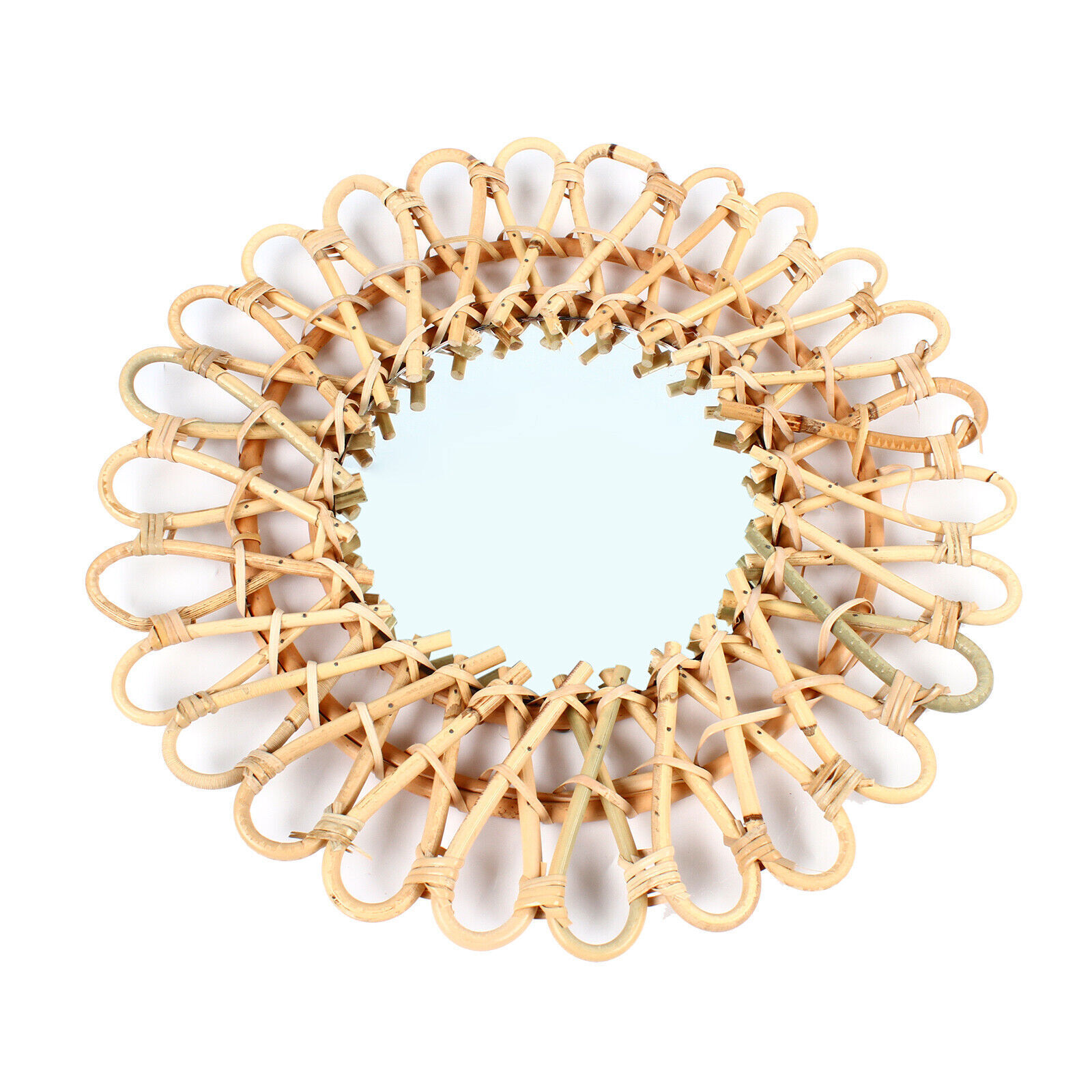 Hanging Wall Round Mirror Home Rattan Nordic Wicker Home Decor Art Mirrors US