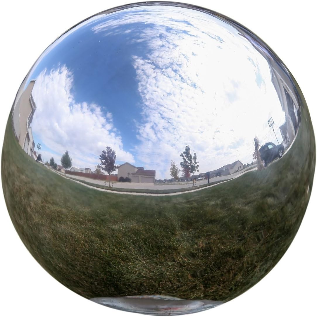Water Resistant Silver Gazing Ball – 10″ Stainless Steel