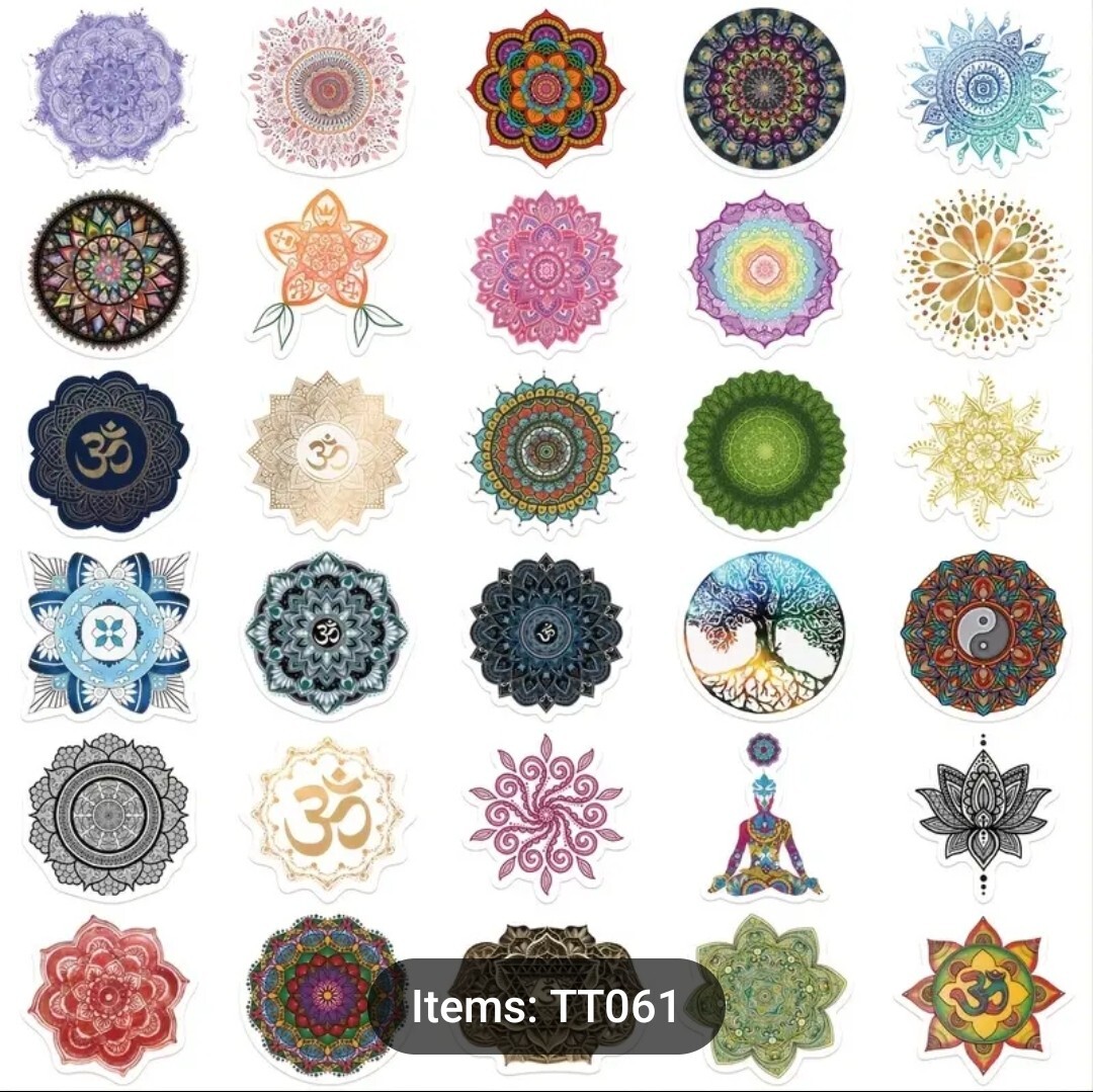 10 PCS Mandalas Yoga Meditation Healing Stickers BRAND NEW