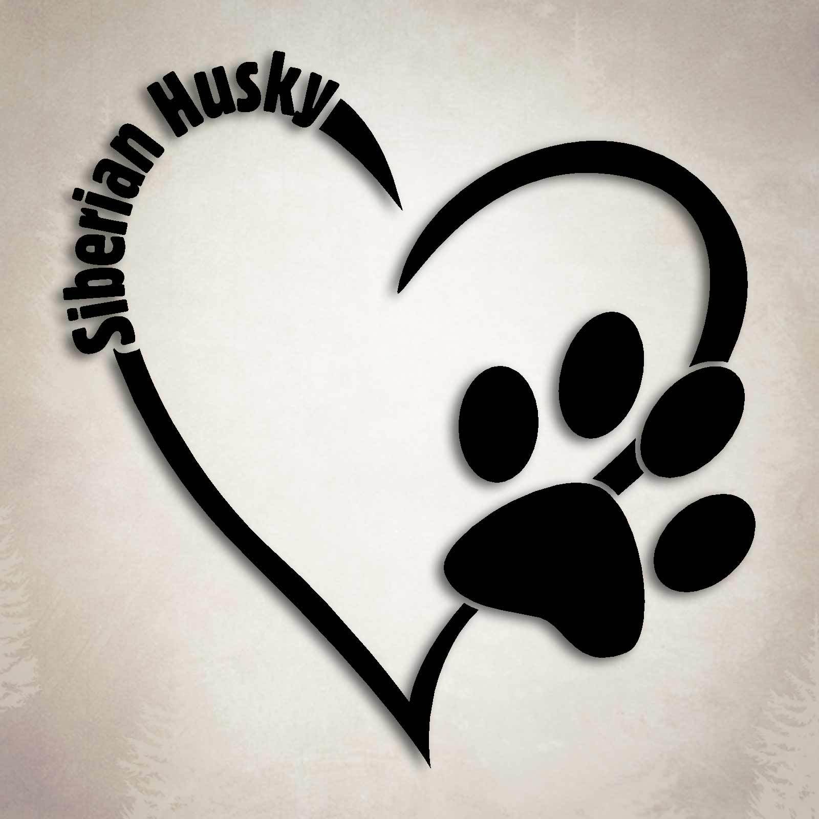 Siberian Husky Dog Love Decal Paw Heart Sticker Car Laptop Puppy Animal Rescue