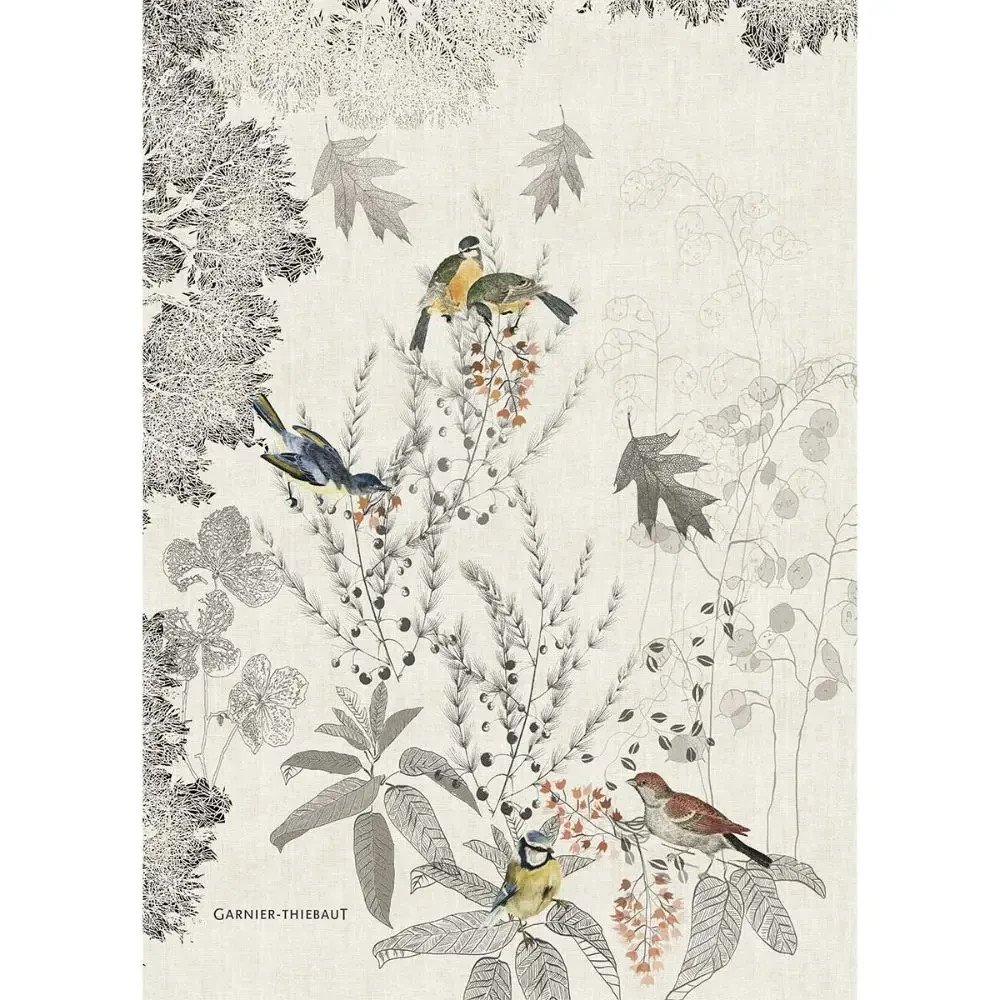Garnier Thiebaut / Monochrome Fusain Kitchen Towel, Cotton-Linen Blend NEW