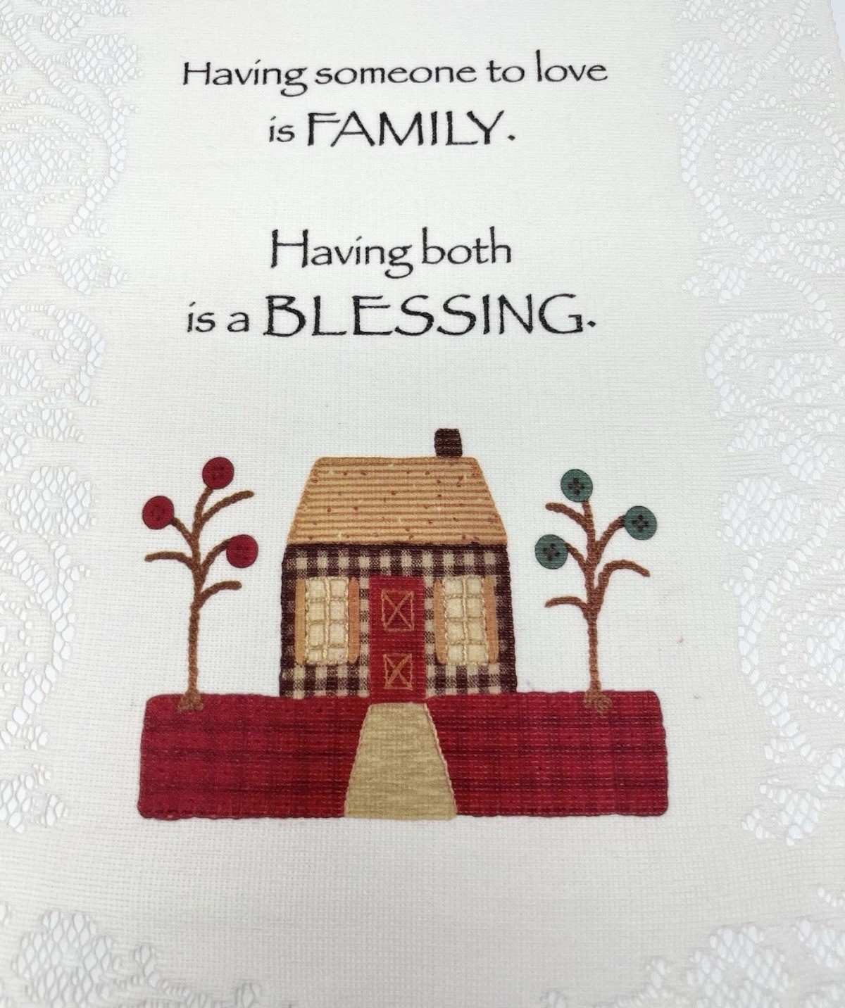 Vintage Lace Home Family Blessing Religious Wall Hanging Country Primitive