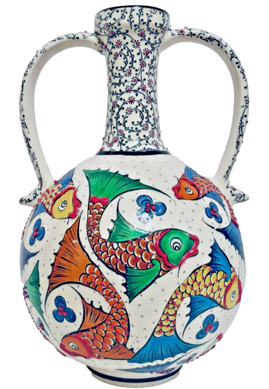 Vintage Hand Crafted Mert El Sanatlari Turkish Iznik Style Bottle Vase