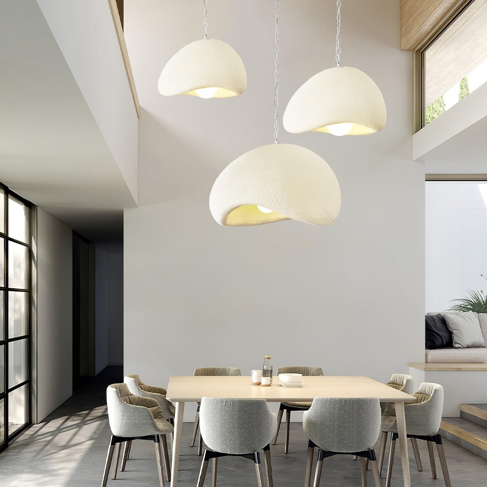 Wabi Sabi Pendant Lights,9.8in White Modern Pendant Light Resin Hanging Lamp …
