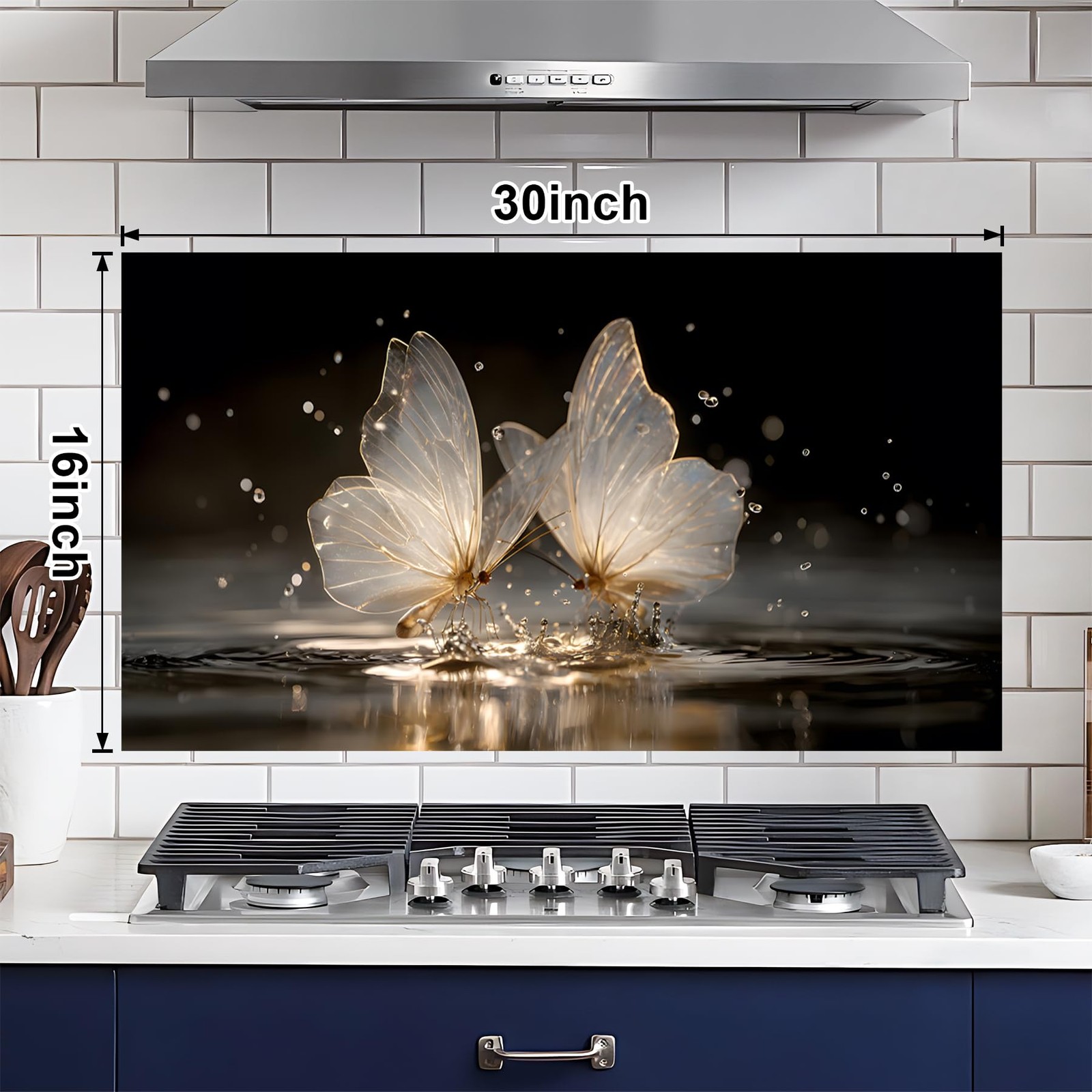Transparent Butterflies Kitchen Backsplash Wallpaper Stickers Waterproof Stov…