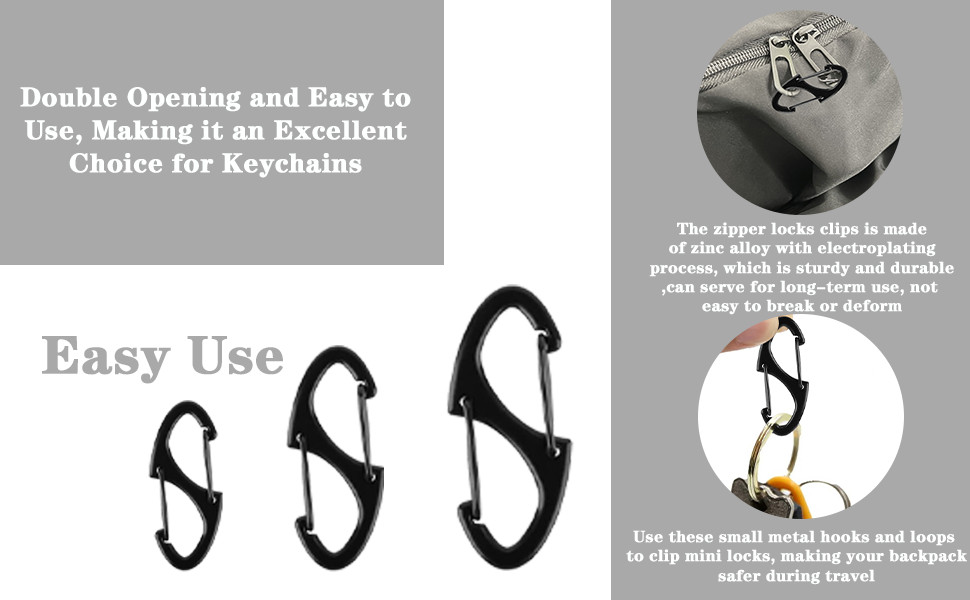 24pcs Small Carabiner Clip, S Clips Dual Opening Design, Replacement Mini
