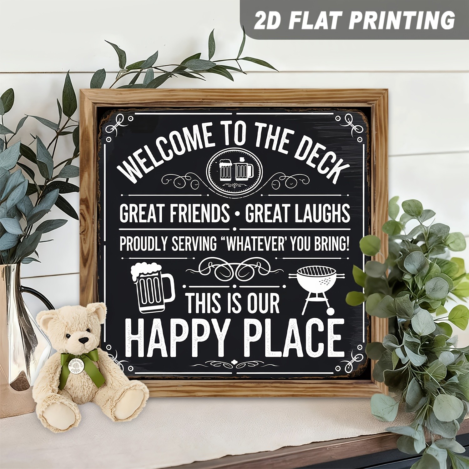 Deck Happy Place Wooden Plaque Mothers Day Patio Grill Welcome To The Deck Gift