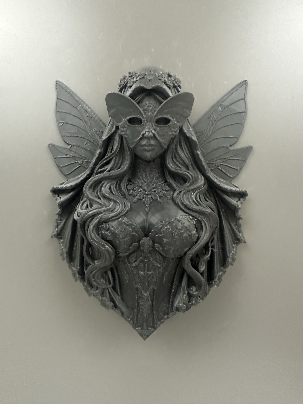 Fairy Queen Wall Sculpture Fantasy Gothic Fae Gold Hanging Decor Gamer Art 8”