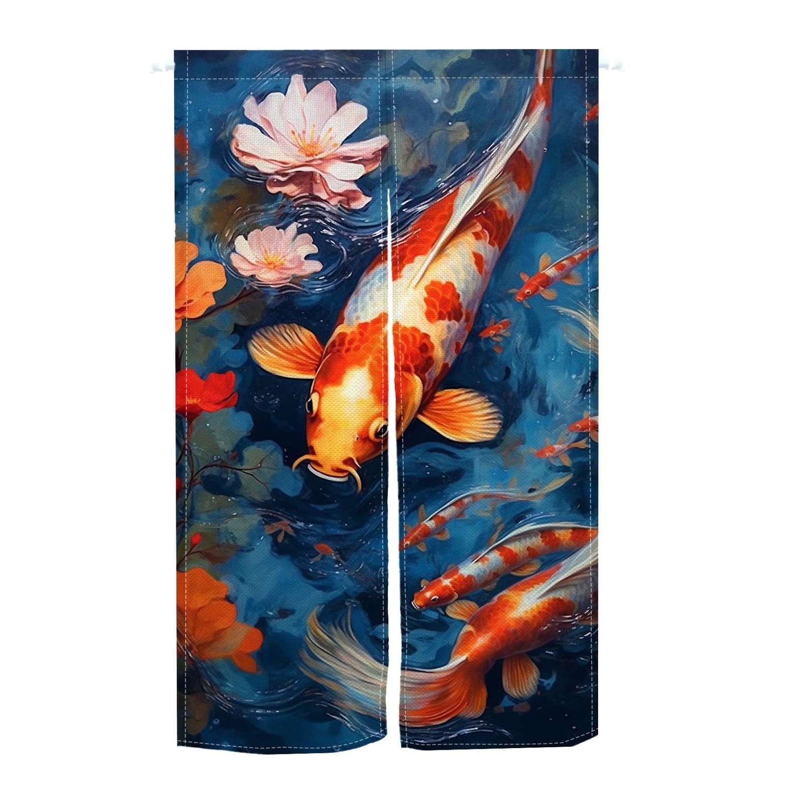 Noren Doorway Curtain Koi Fish Lotus Curtain for Doorway Japanese 33.5 x 59 i…