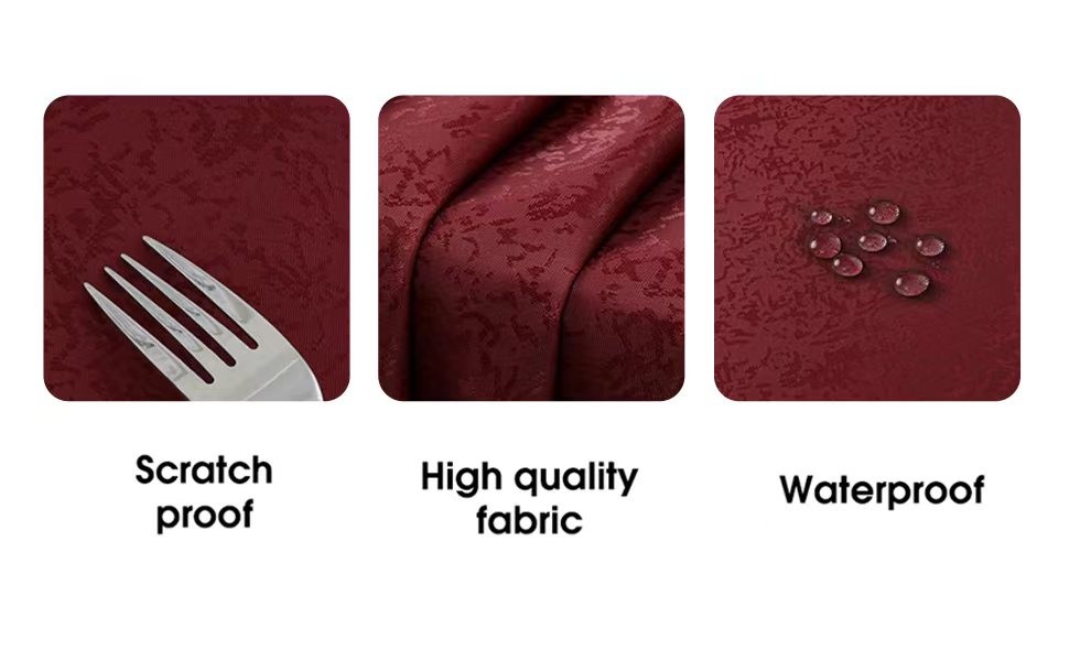 Tablecloth Burgundy Jacquard Rectangle Table Cloth 54 X 84 Inch, Water Resistant