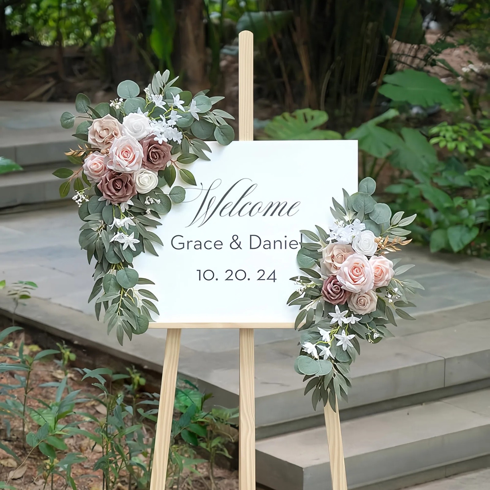 2 Pcs Wedding Arch Flowers Set Wedding Decor Garland Artificial Flower Swag
