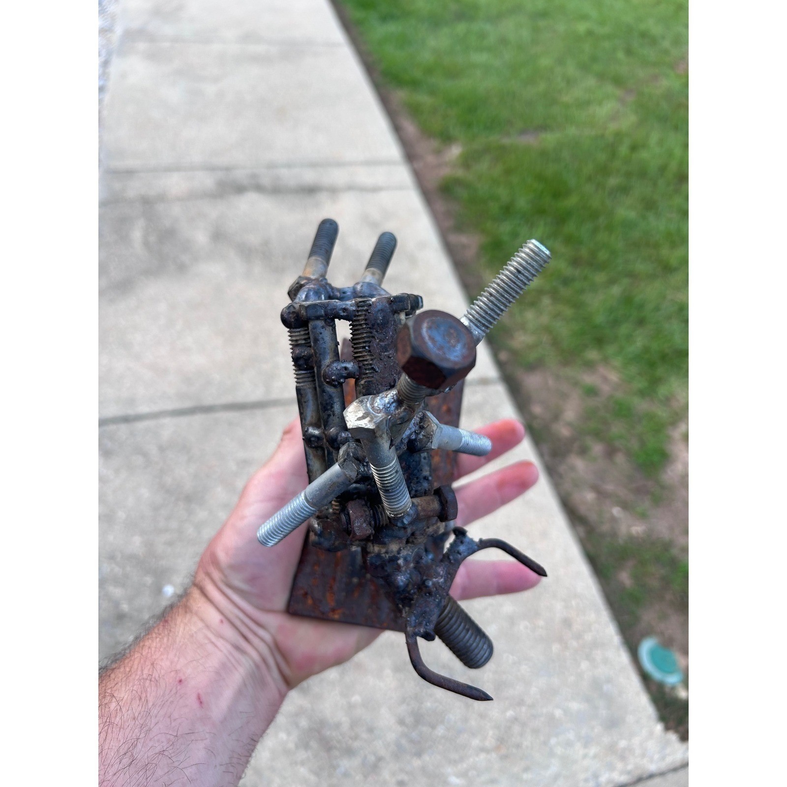 Handmade Scrap Metal Bull Rider Sculpture Welded Bolt Art Rodeo Figurine Decor