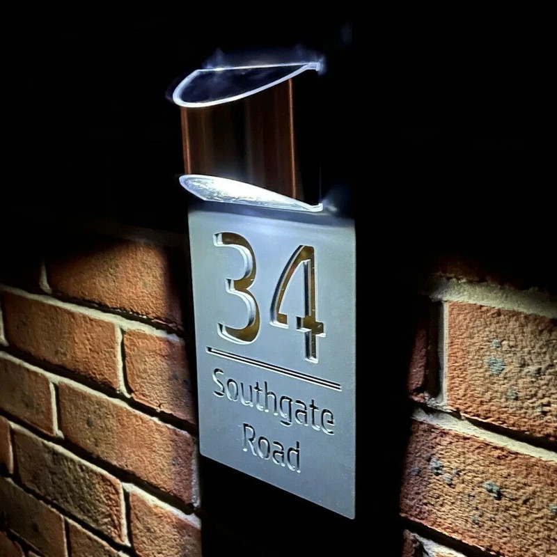 Personalized House Sign Solar LED Light Address Sign Street Name Door Plates