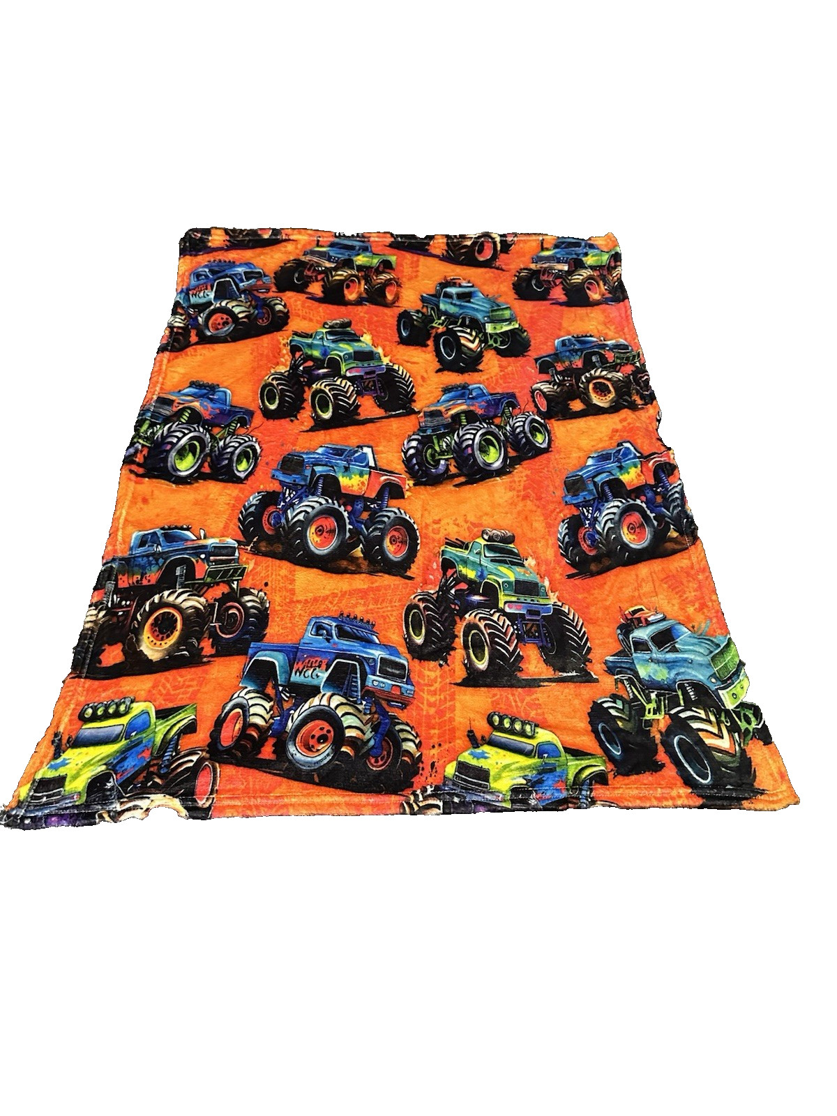 NEW small lap blanket throw approx. 38×30 inches toddlers kids monster trucks