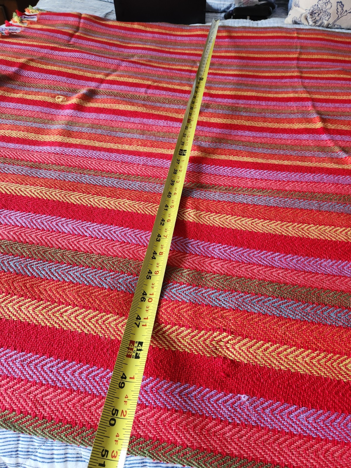 SOL Alpaca Peru 100% Baby Alpaca Throw Blanket Multicolor Herringbone Fringe