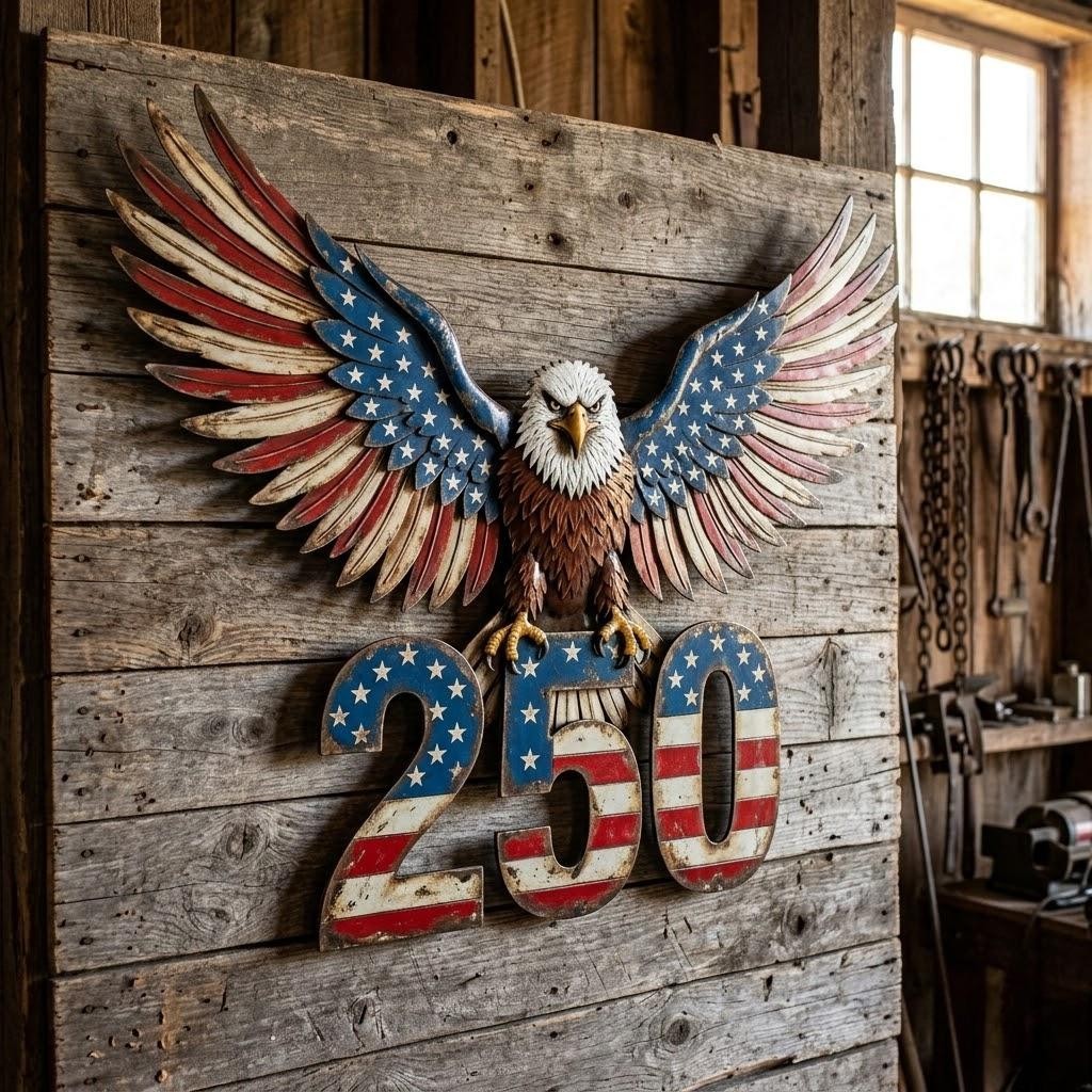 America 250th Eagle Metal Wall Art, USA 250th Anniversary 1776-2026 Patriotic