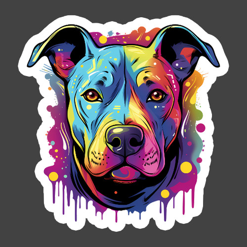 Pit Bull Sticker Vinyl Decal Colorful Pop Art Pitbull Dog Lover Gift