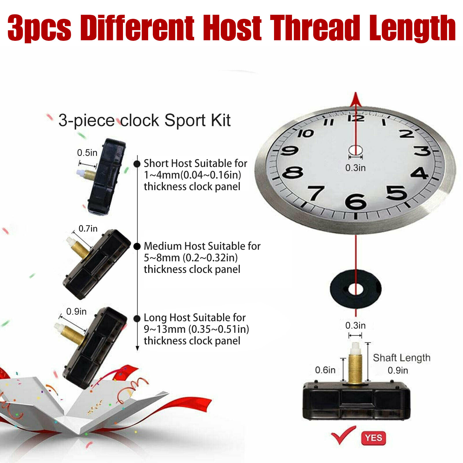 6PCS Wall Clock Quartz Movement Mechanism Replacement DIY Hands Repair Tool Kit
