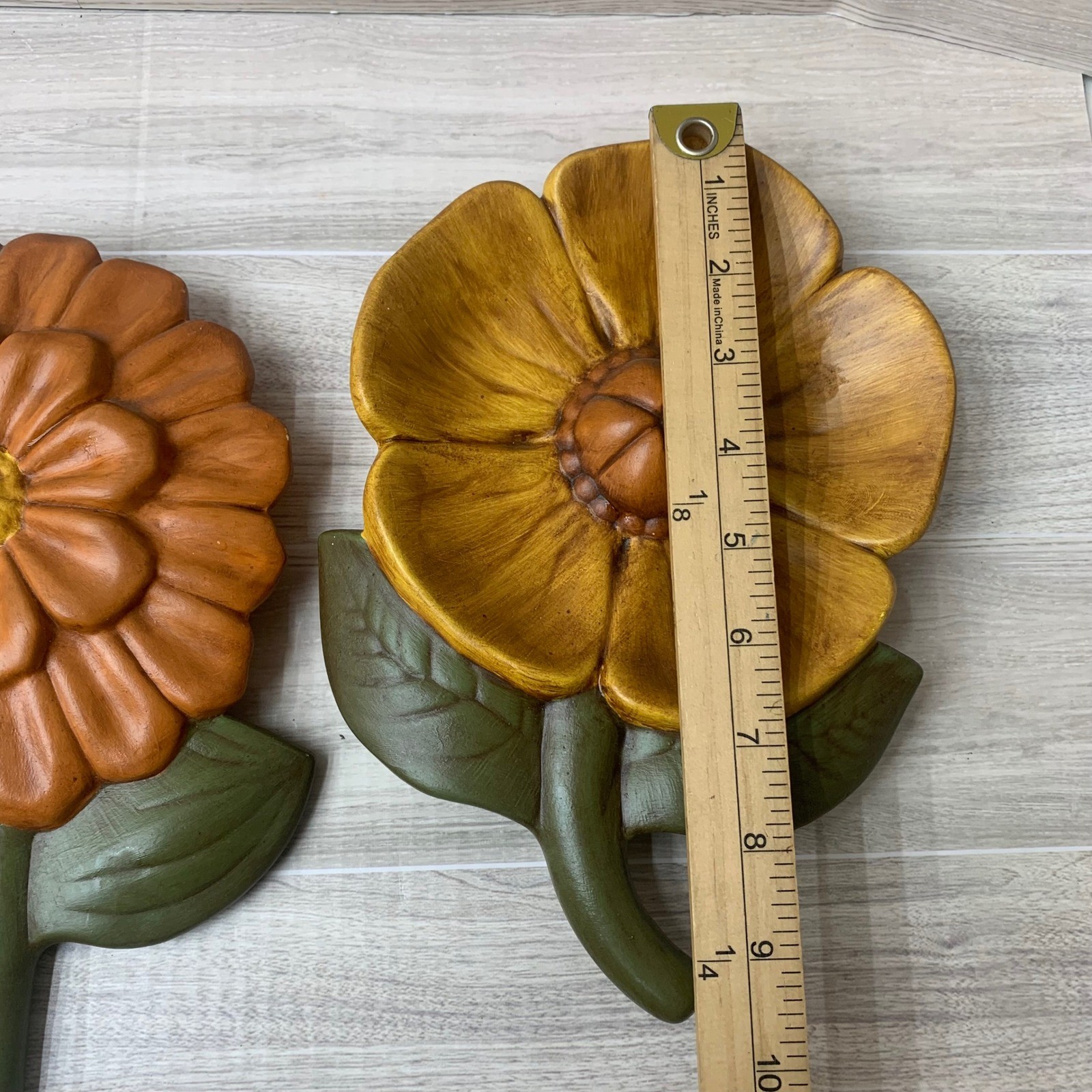 Vintage 70s Style Floral Wall Decor Set 3 Sunflower Zinnia Poppy Retro Flowers
