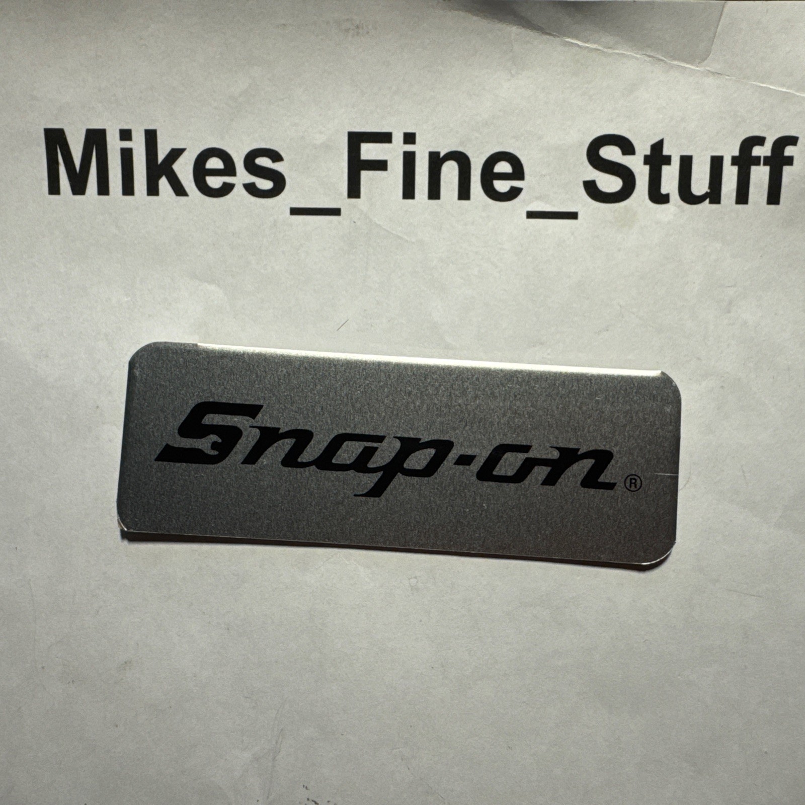 ONE (1) SNAP-ON Vise Toolbox Logo Badge Aluminum Emblem Sticker Decal IRREGULAR