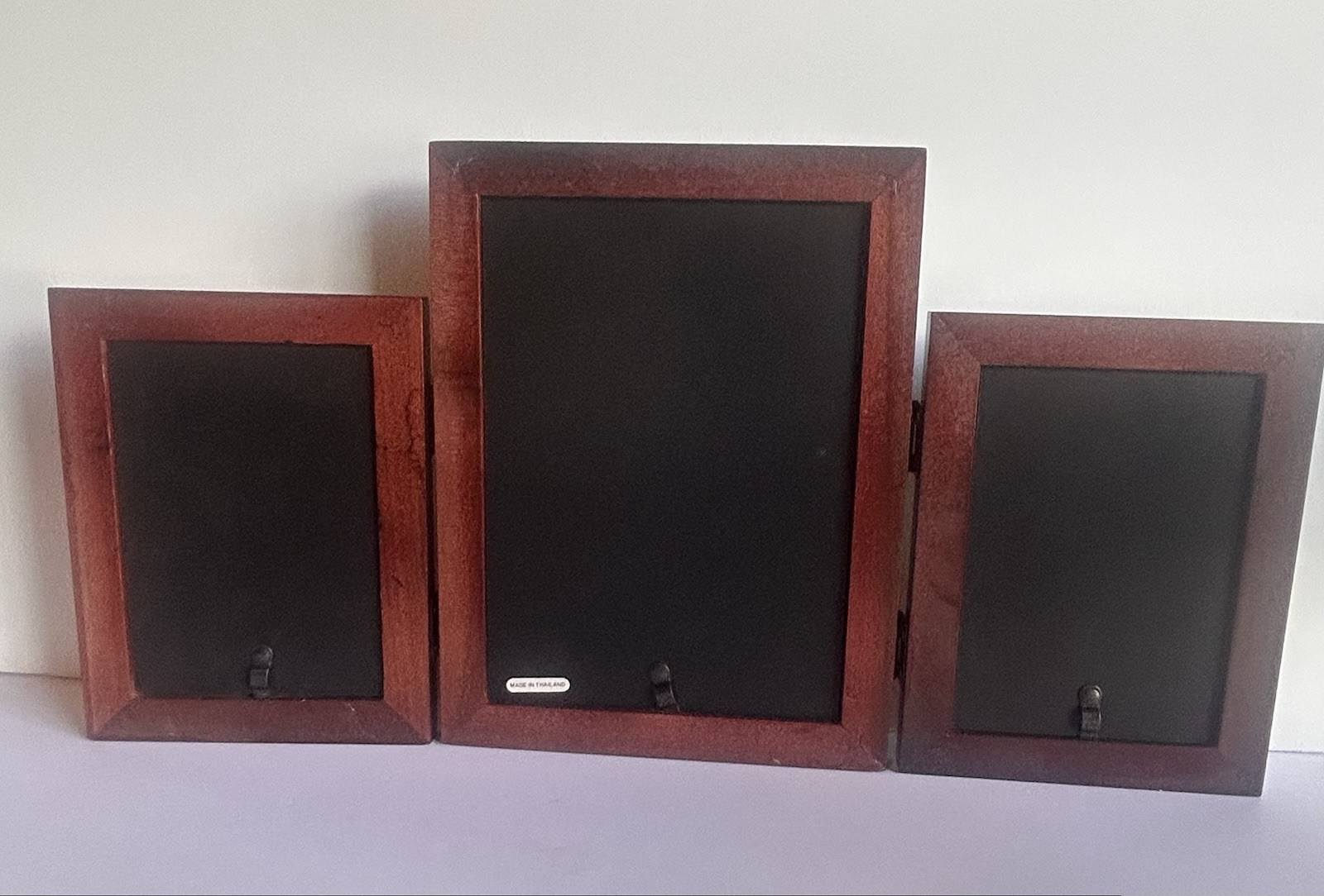 Vtg Burnes Of Boston State Street Three Wooden Hinged Photo Frames Thailand