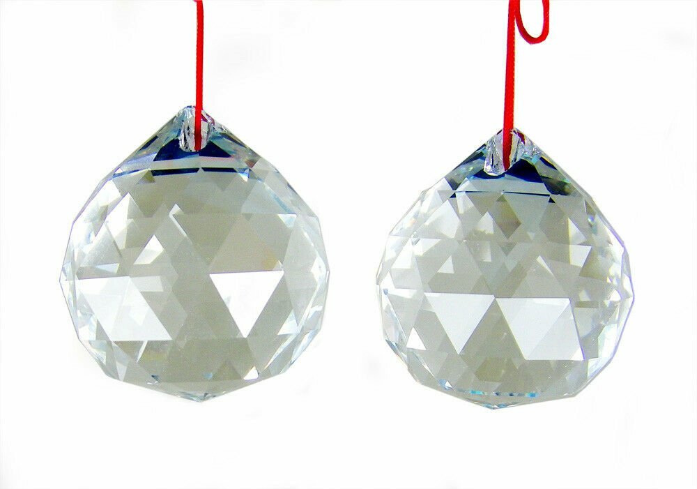 50MM BALLS 2 PACK LARGE CRYSTAL PRISM SUNCATCHER – FENG SHUI – USA SELLER