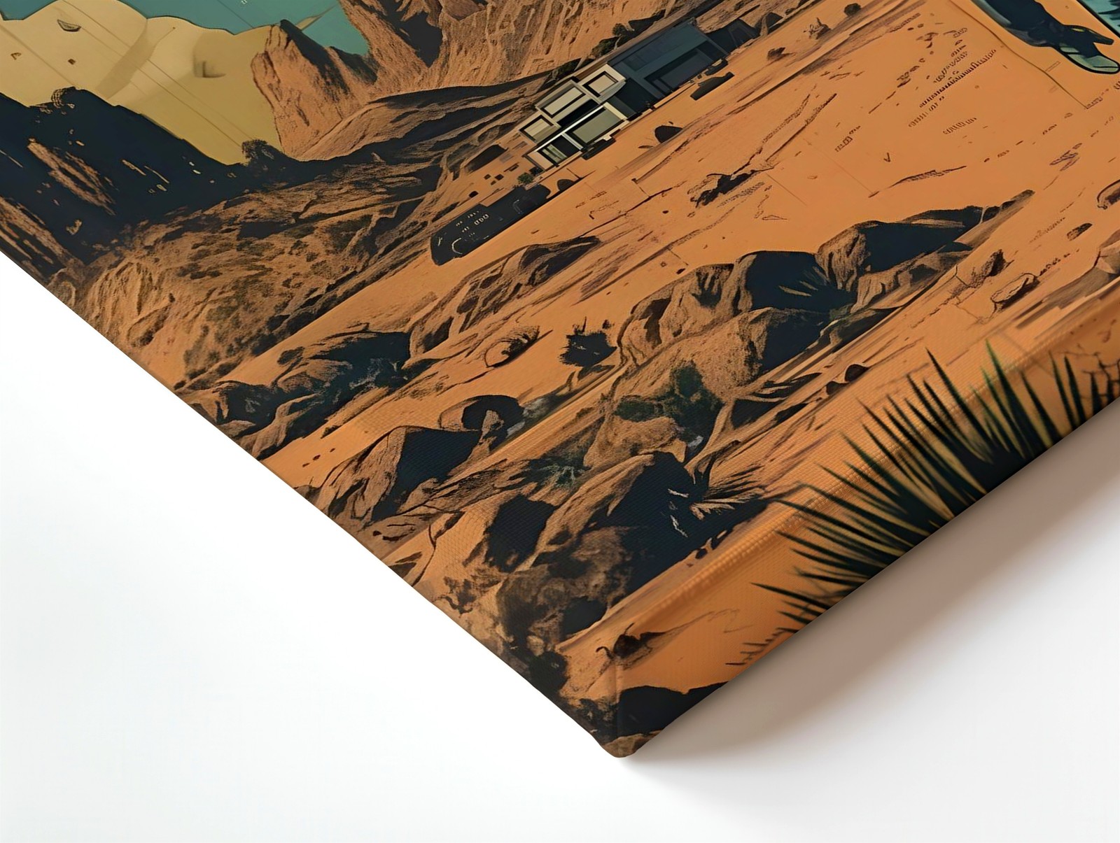Wall Art Retro Sci Fi Desert Cowboy UFO Spaceship Poster Western Landscape Print