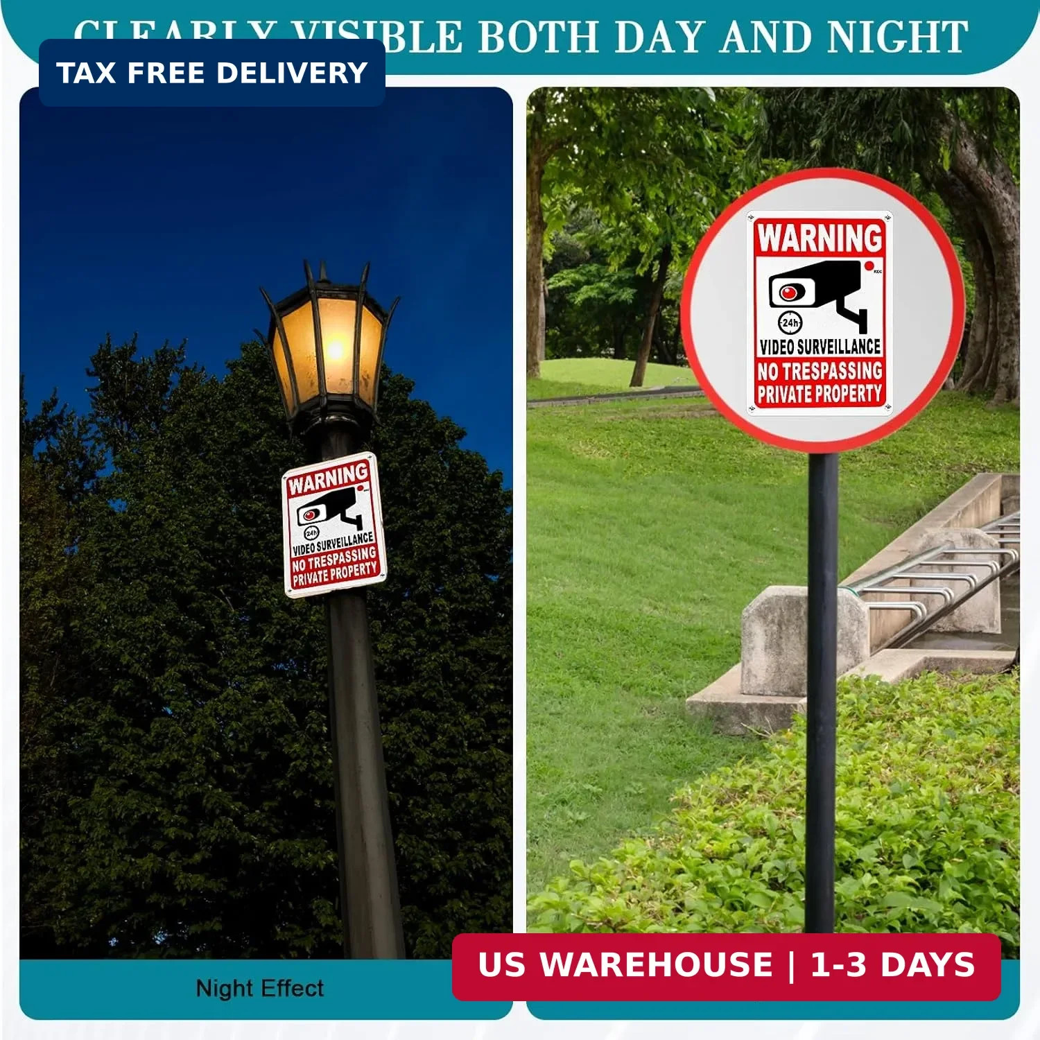 4-Pack Metal No Trespassing Signs Private Property 10 x 7 inch Rust Free 0.04