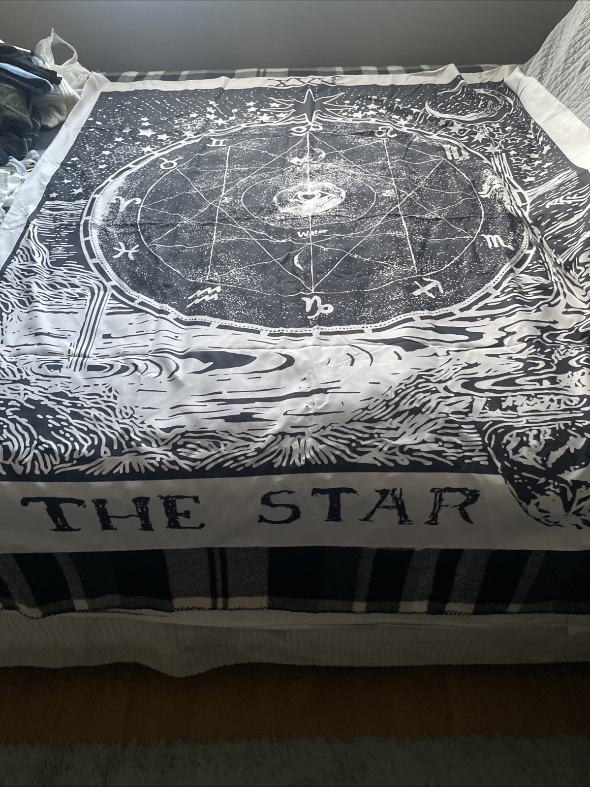Zodiac Tapestry Wall Hanging 50″ X 60″ Black And White Cotton Polyester Blend
