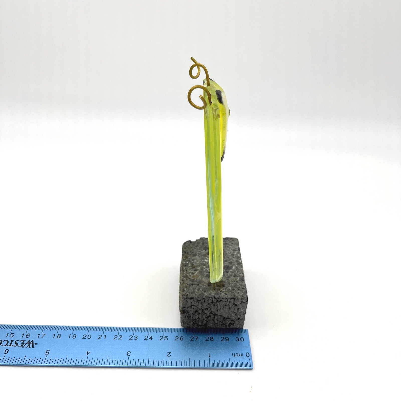 Fused Art Glass Sheep Figurine Sculpture Modern Farmhouse Tabletop Decor Yellow